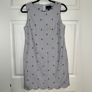 Cynthia Rowley Women’s Blue Seersucker Striped Dress with Anchors - Size 6